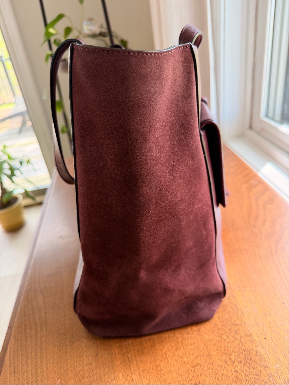 Kate Spade Roselyn Hunts Place Wine Suede Leather Tote Bag - Picture 7 of 11